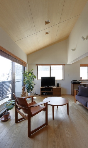 リビングの傾斜天井