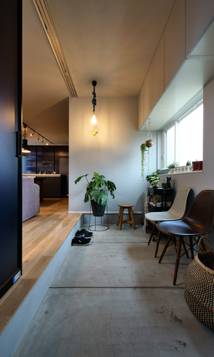 土間アクセスで開放的なリビング