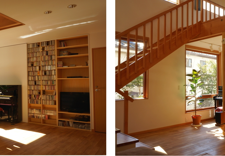 カベに隠れるテレビと音楽ＣＤ