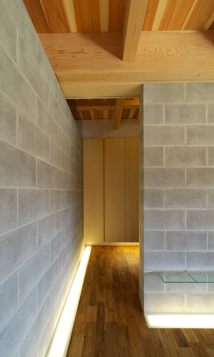 リビングから玄関ホールを眺める。