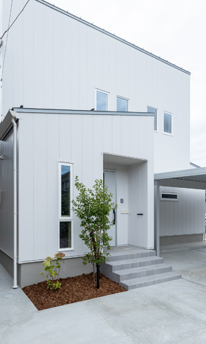 白いガルバリウム鋼板の外観