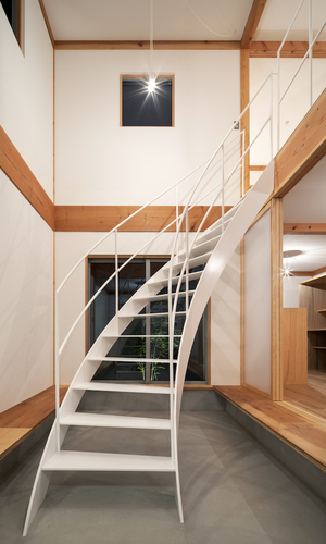 階段とシンボルツリー