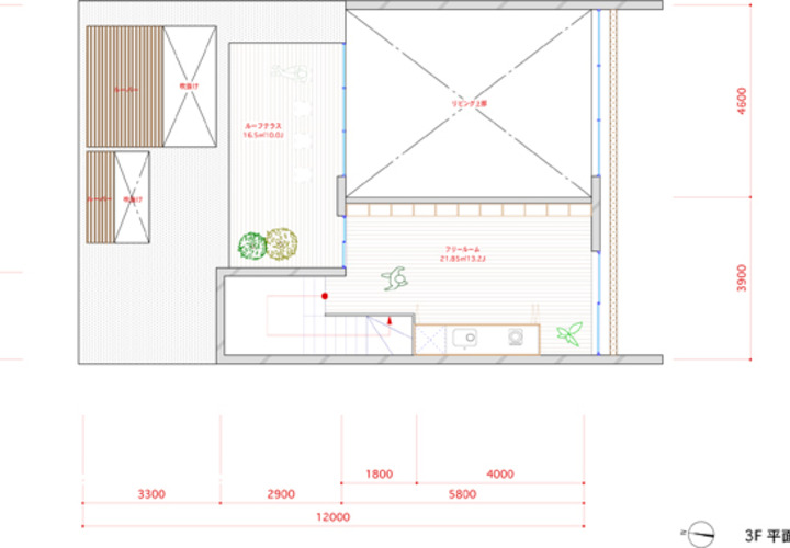 富士の住宅　3階平面図
