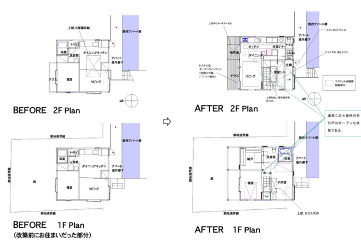 リノベーション、BEFORE, AFTER 図面