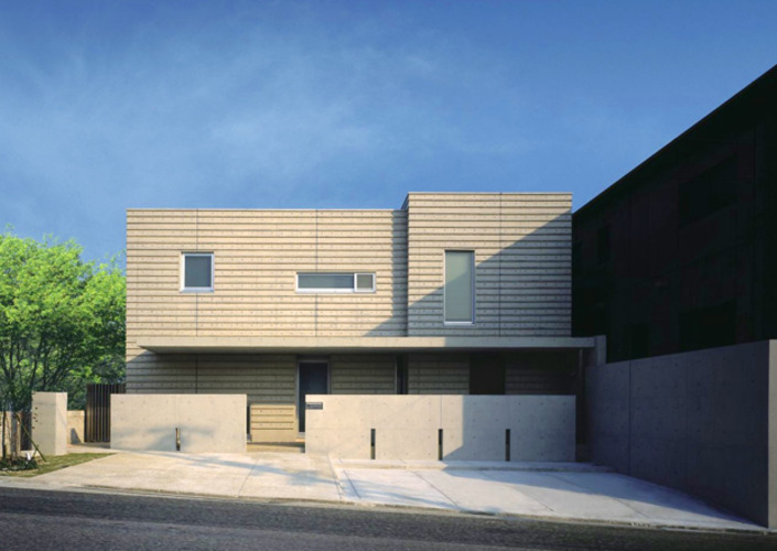 凹凸表情のあるコンクリート打放しの家