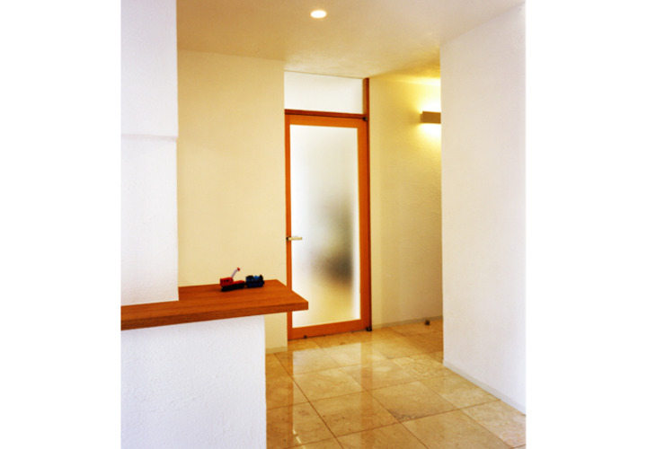 北側玄関の仕上げと採光扉