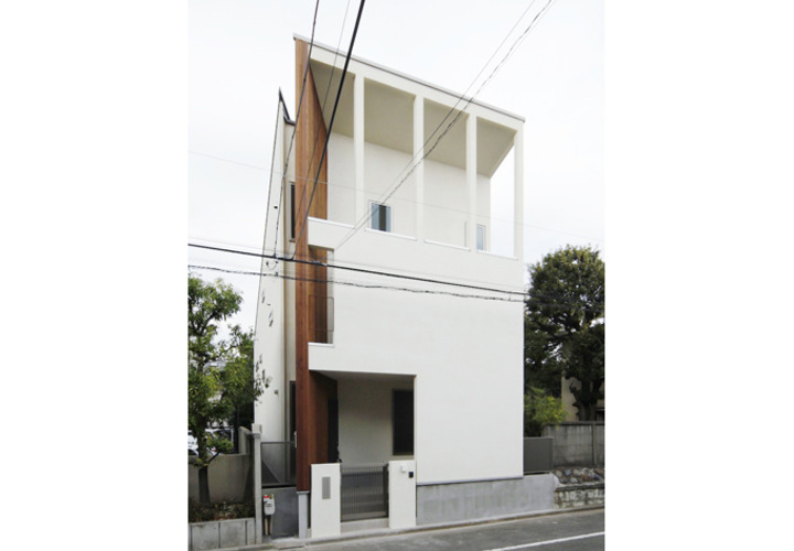 斜めに貫入する木の壁（外部）