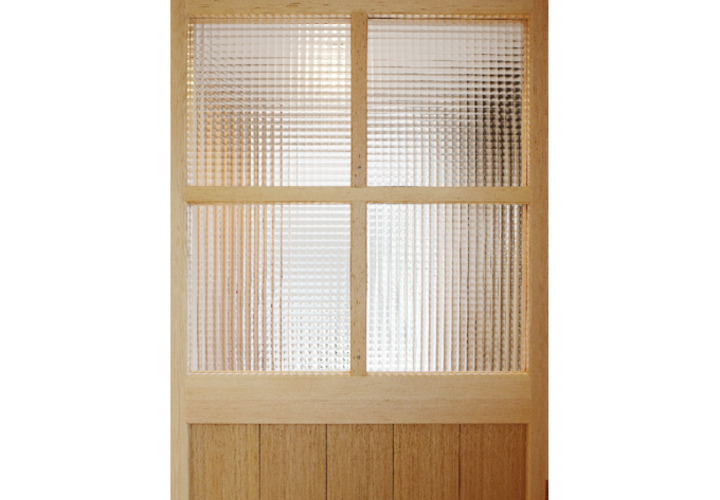 チェッカーガラスを使った特注木製ドア