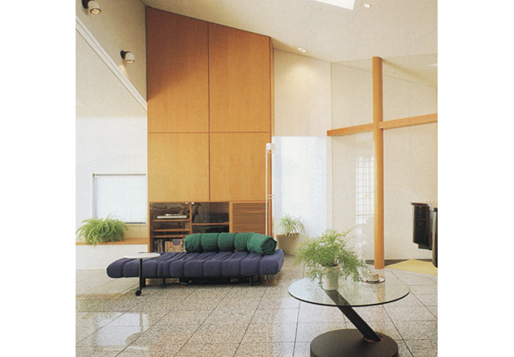 天井一杯の壁面収納、斜めの光が差し込みます