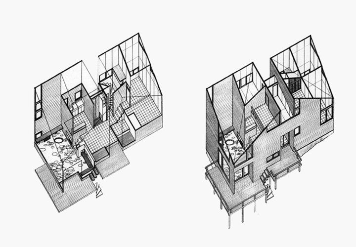 敷地の高低差27M,3段のスキップフロアー