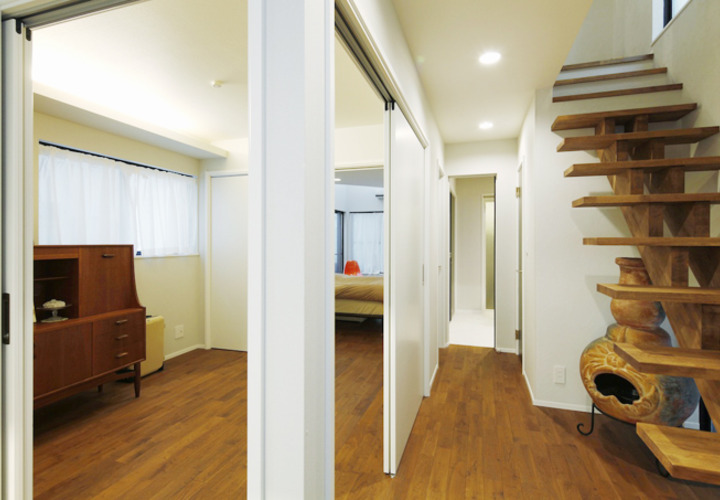 引き戸で開閉できる間仕切り