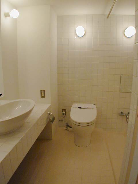 ガラス張りバスルームで明るく広く見せる工夫も