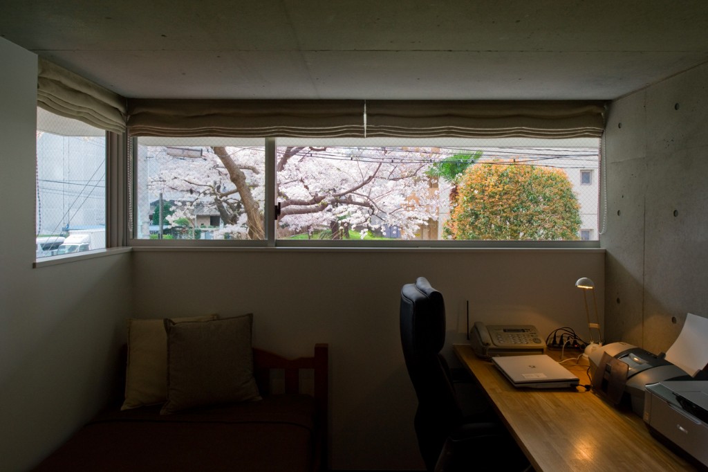 壁に写真でも飾ったような借景を切り取るハイサイド窓