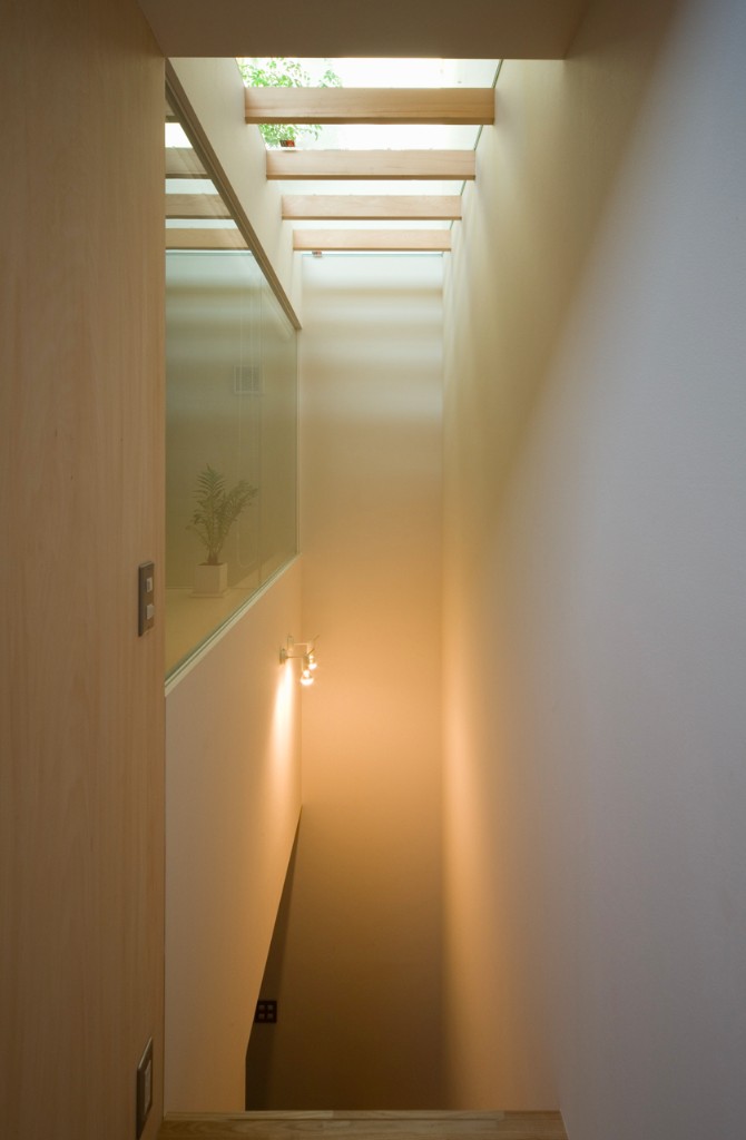 階段の吹き抜けから柔らかい自然光が落ちて行く