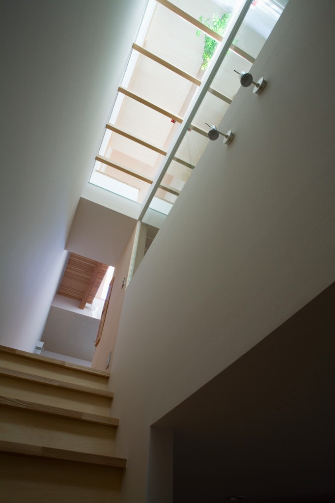 階段スペースは3階分を吹き抜け光庭のよう