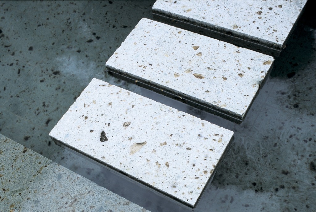 中庭のプールの飛び石