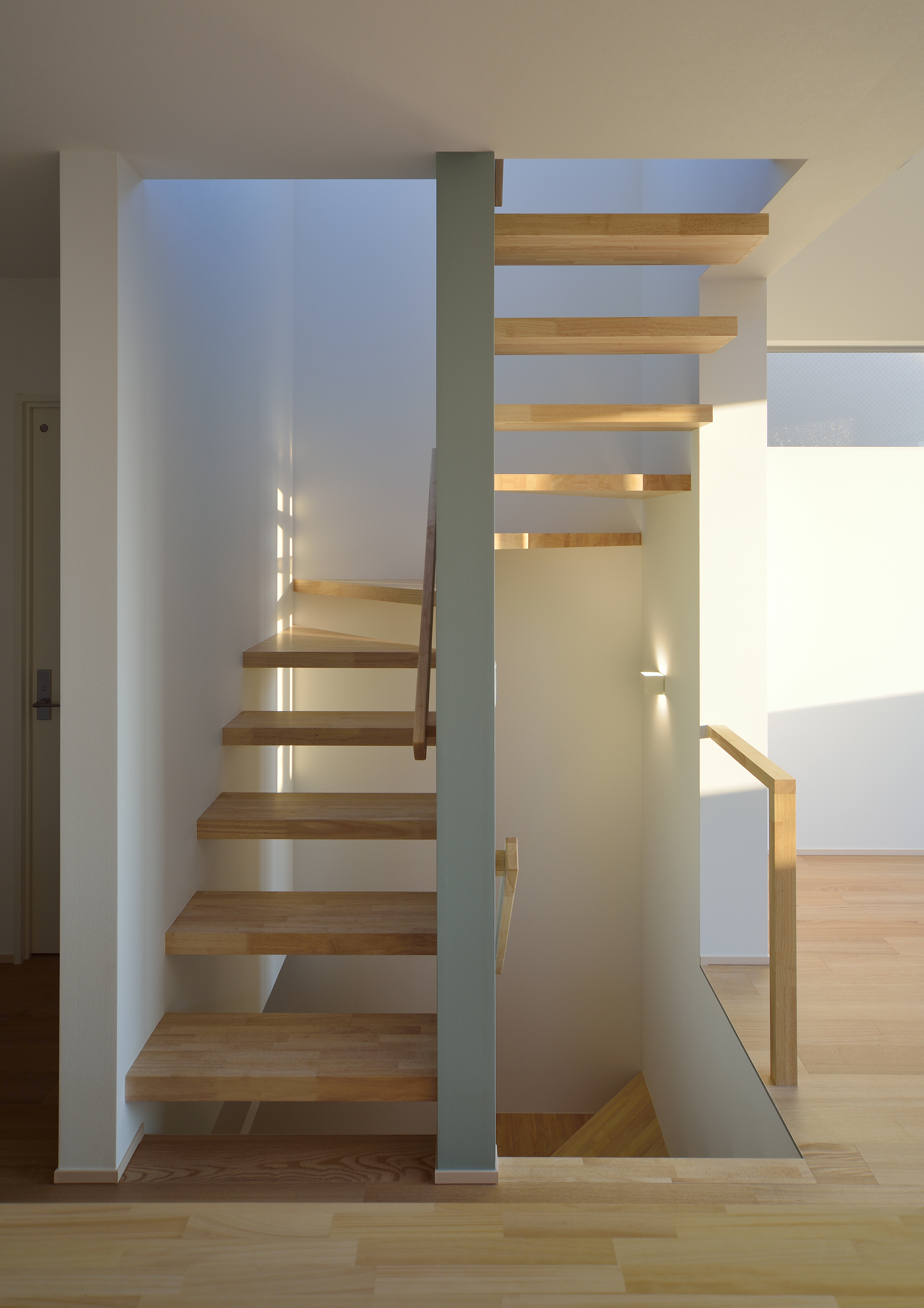 温もりのある開放的な雰囲気ある階段