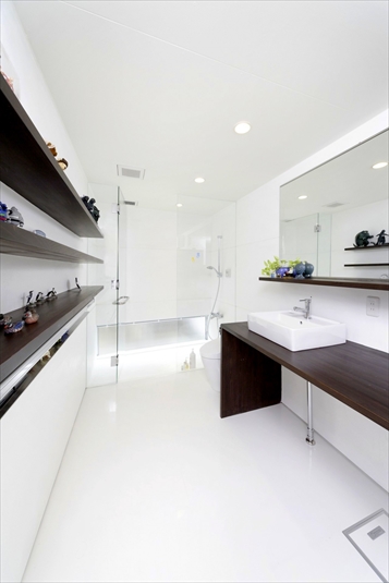 モダンな洗面、トイレ、シャワールーム