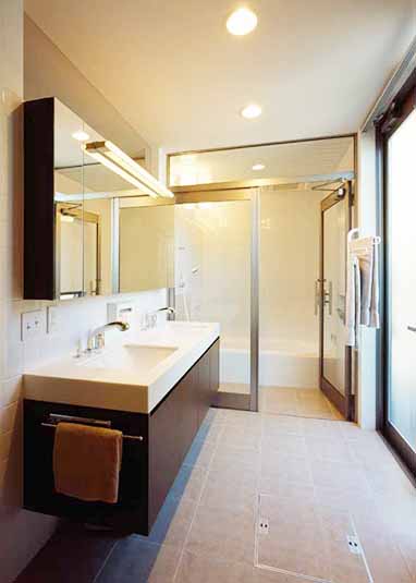 落ち着いた雰囲気の洗面スペース