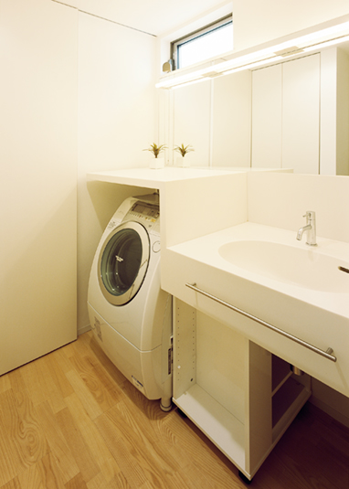 コンパクトに配置した洗面スペース