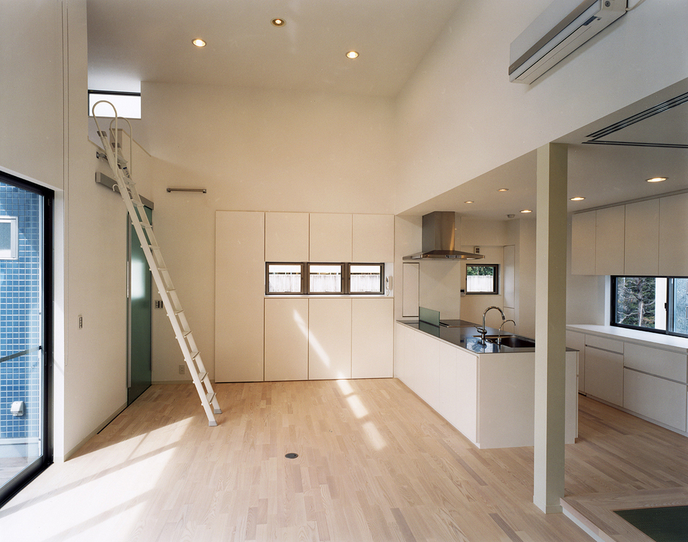 壁面収納内にある出窓のように見せた演出が、バランスよく配置されているＬＤＫ