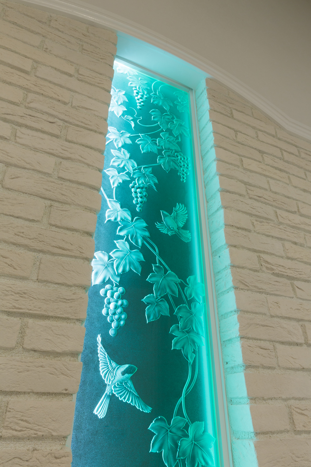 エッチングガラスと照明