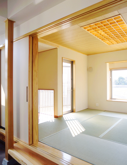 和室に合わせたオリジナル格子照明