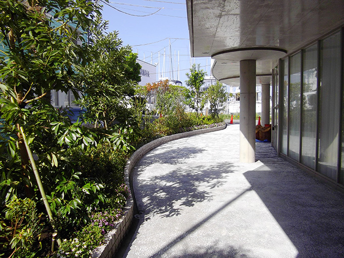 緑に囲まれる中庭スペース