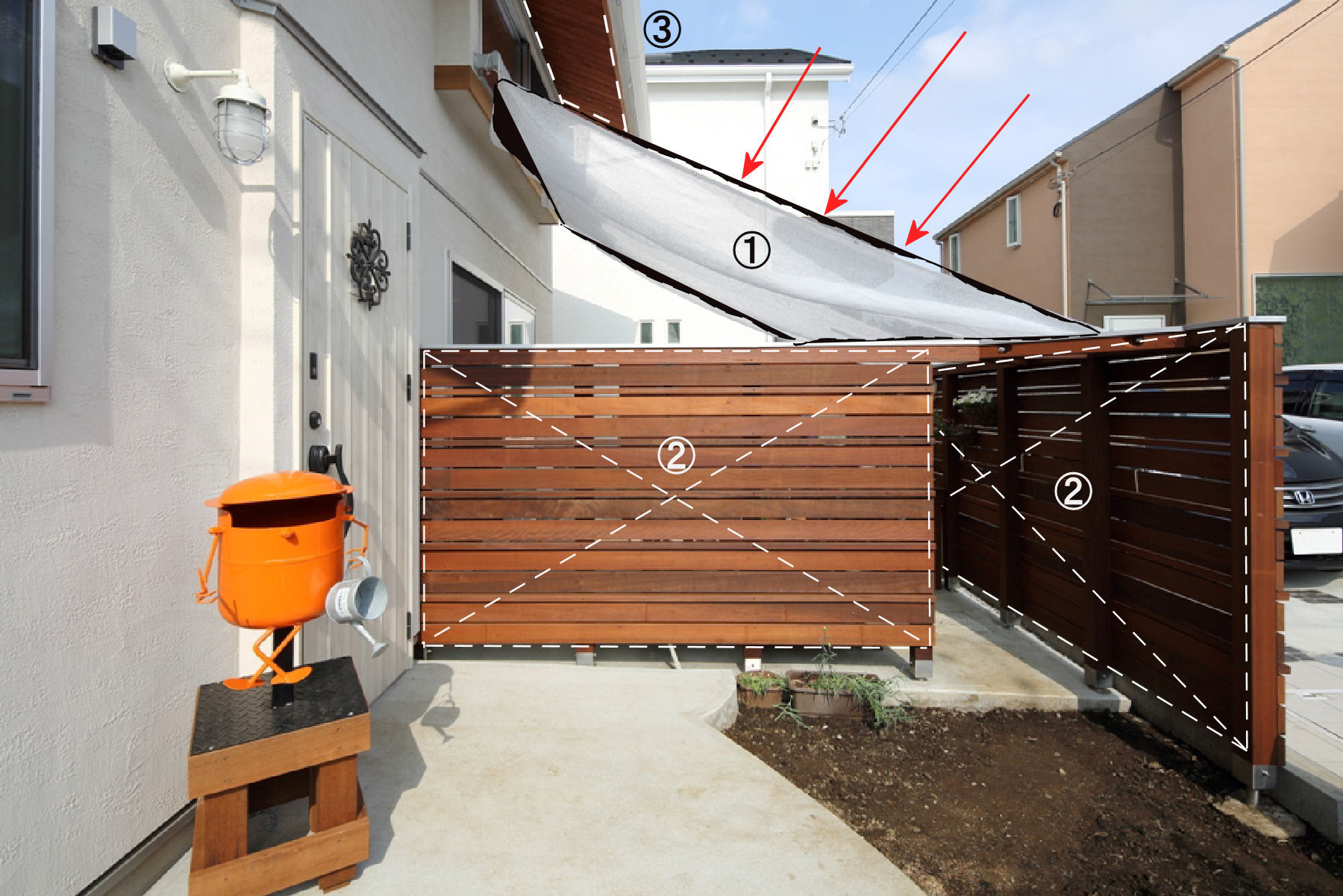 ドラム缶ポストがお出迎え