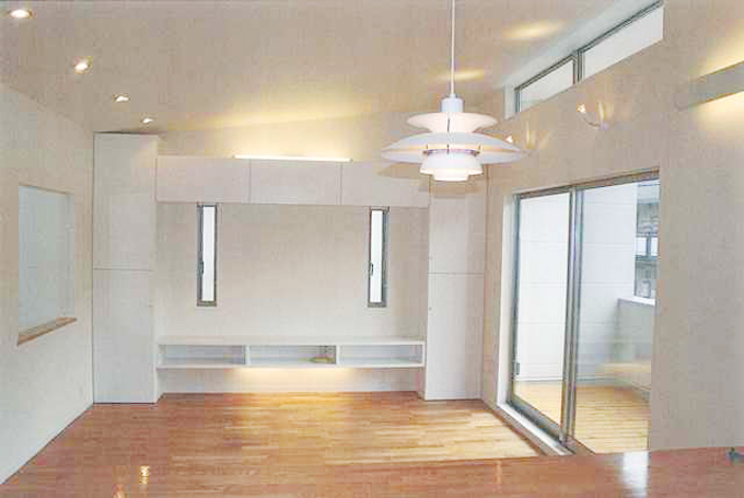 勾配天井を生かしたリビング