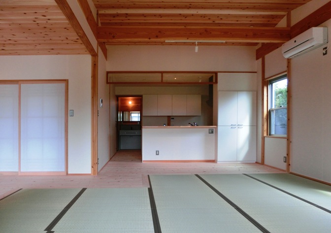 リビングダイニング､キッチンは大きな１ルームで繋がる。