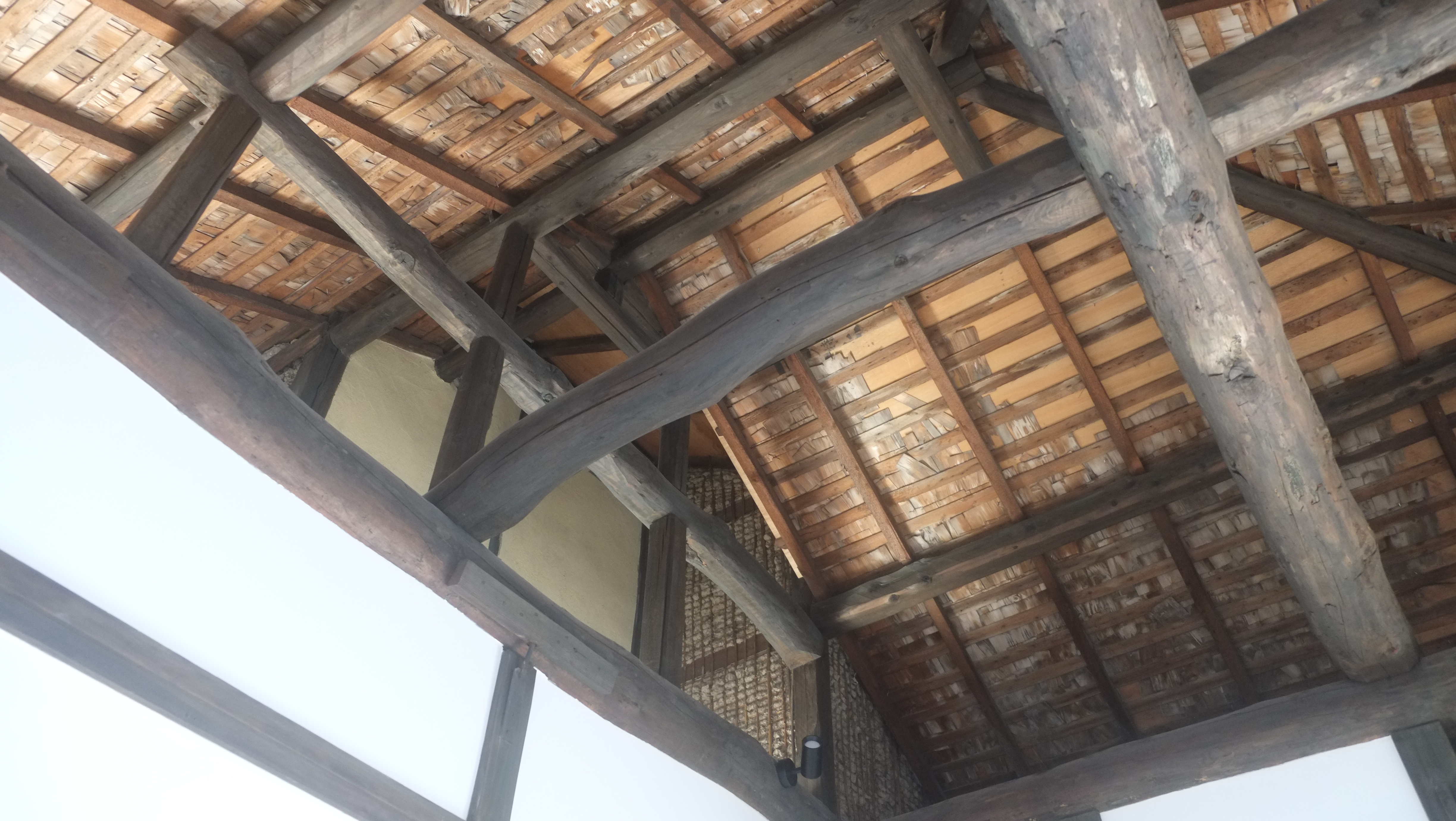 梁と木舞の残る壁