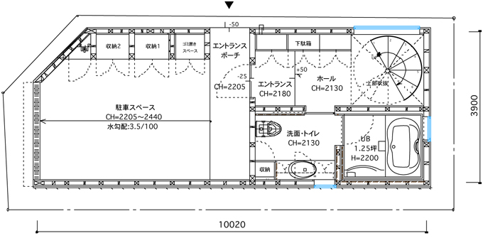 門前仲町の住宅　1階平面図