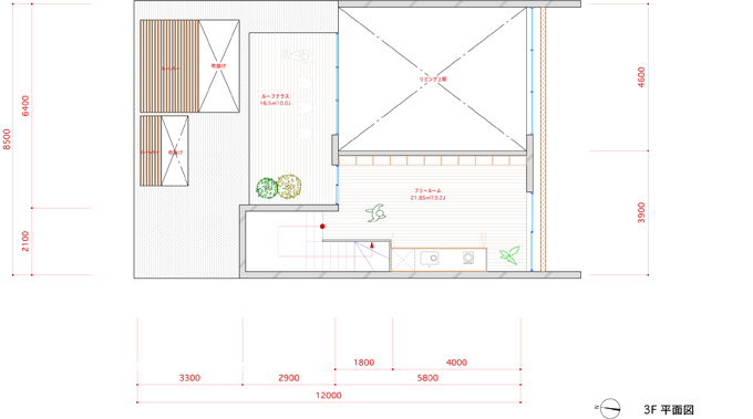 富士の住宅　3階平面図