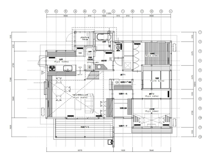 幾通りにも回遊できるよう工夫した間取り