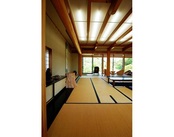 天井中央２間梁の間はヒカリ天井