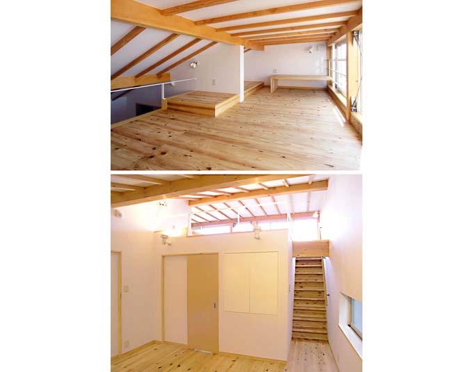 寝室を満たすロフトからの光