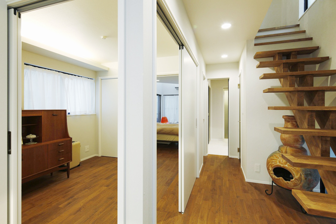 引き戸で開閉できる間仕切り